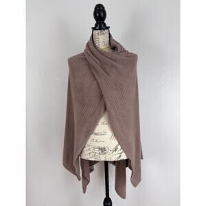 B12 Barefoot Dreams Wrap Poncho Womens OS Tan Cozy Lounge Coastal Grandmother